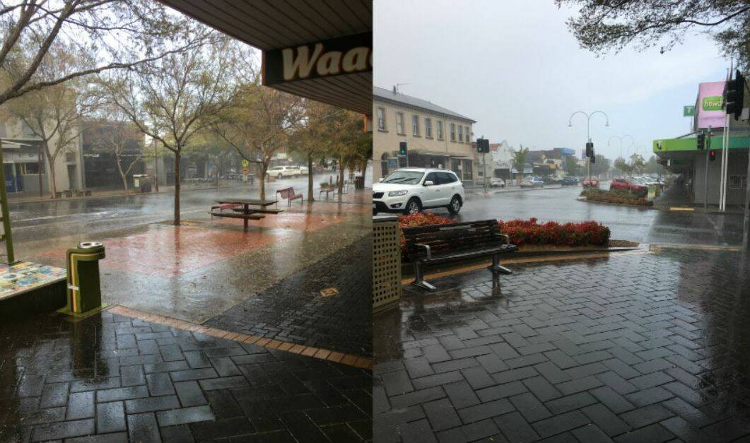 Heavy rains lashed Firebrace Street, Horsham, on Saturday. Pictures: CONTRIBUTED