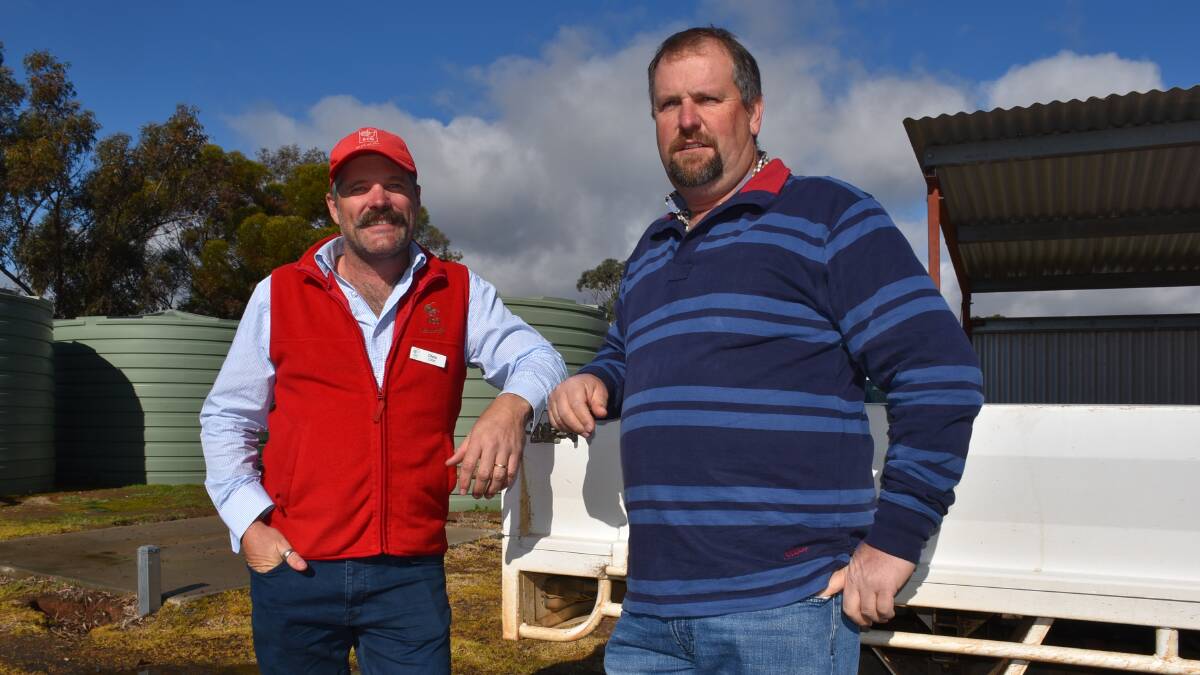 Watchem farmer and BCG employee Chris Colbert, with participant of the weather radar trial Murtoa farmer Paul Petering.