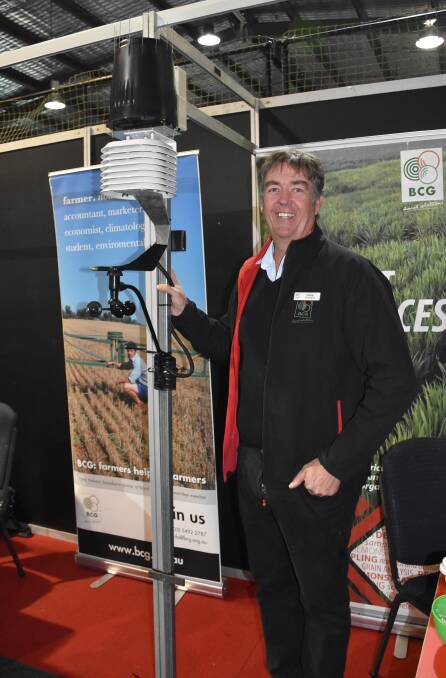 Birchip Cropping Group CEO Chris Sounness with one of the weather radars at the BCG Future Farmers Expo.