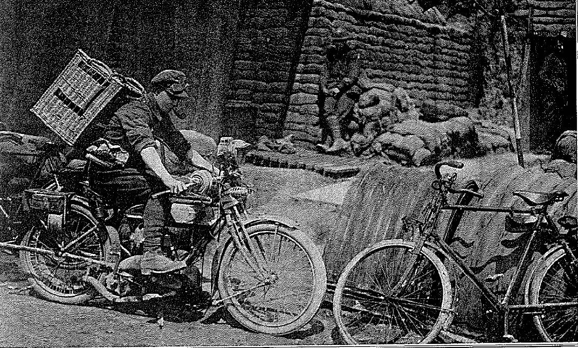 VITAL: An Australian pigeon dispatch rider leaves the signals headquarters. Pigeons played an important role in the larger war effort, with up to 95 per cent successfully getting their message through - and saving many lives.