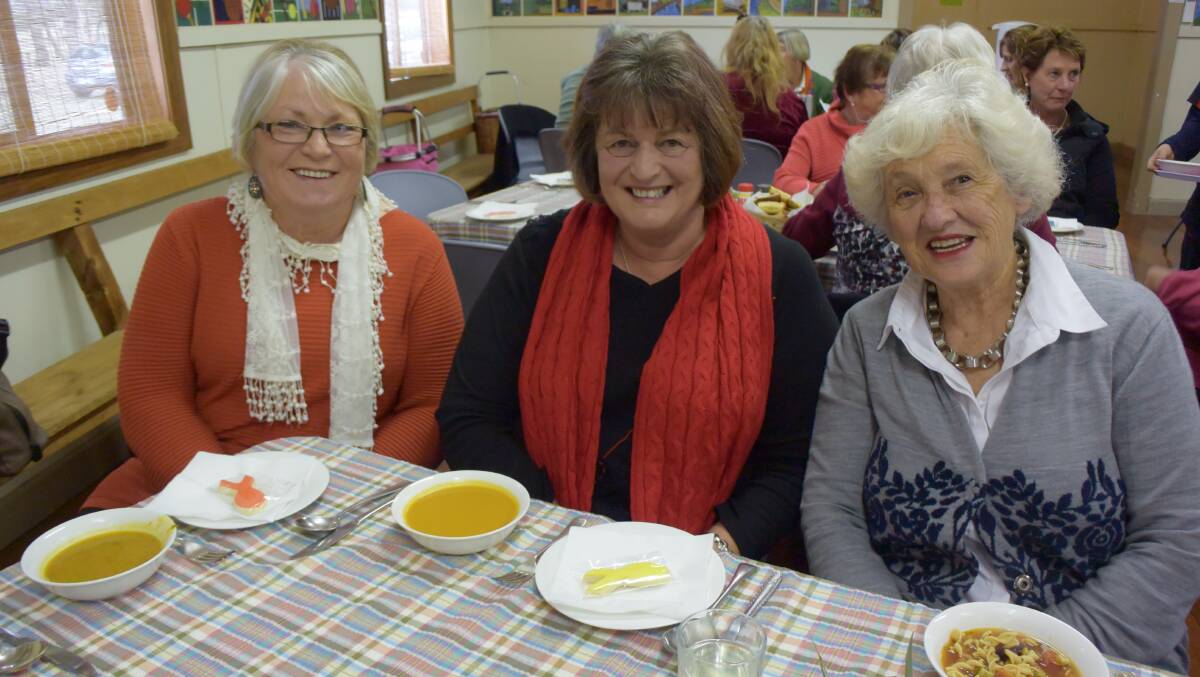 TIME TO DINE: Cath Taylor, Libby Peucker and Marie Knight enjoying their day out at the Biggest Morning Tea at Laharum last week. Picture: DAINA OLIVER