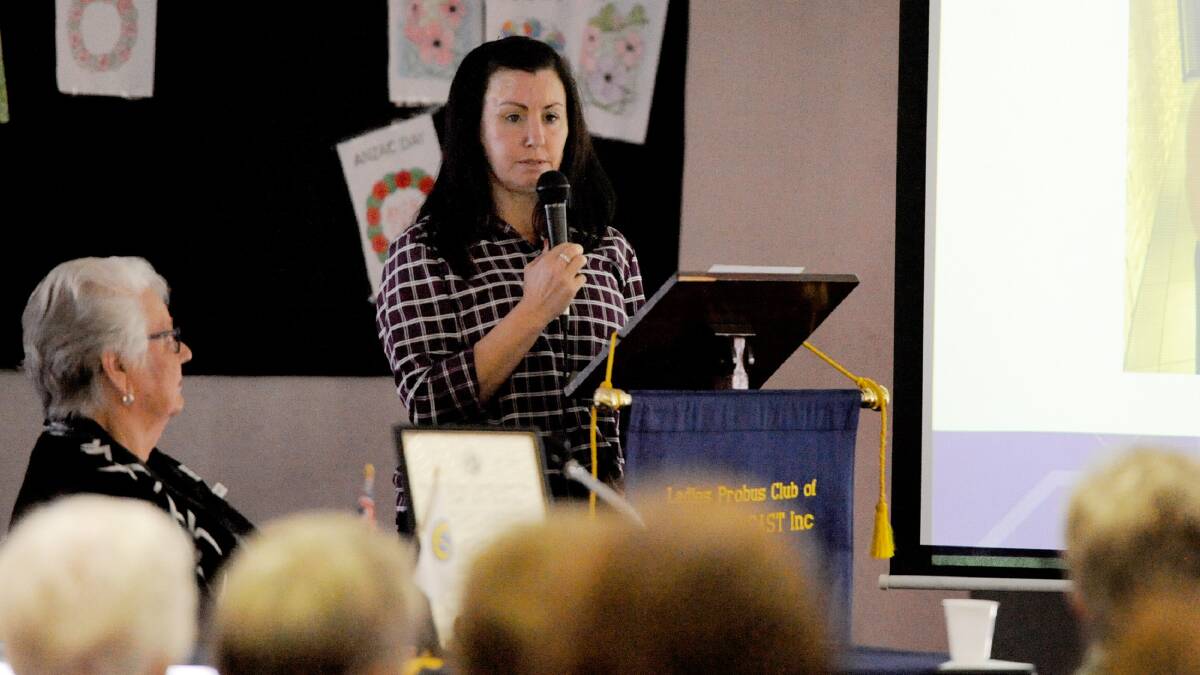 Horsham's Simone O'Brien speaking at the Ladies Probus Club of Horsham East earlier this month. Picture: SAMANTHA CAMARRI