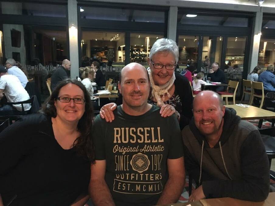 POSITIVE: Craig's sister Jodi Ford, his brother Shane Bertram, Jo Bertram and Craig are keeping a positive outlook during a difficult time.
