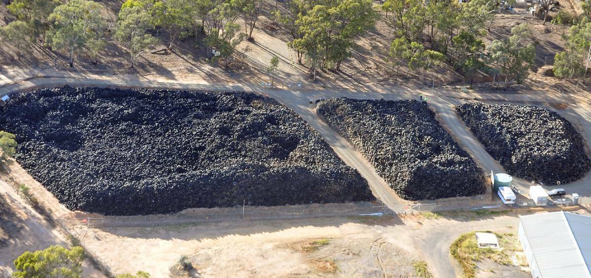 A bird's-eye view shows how big the Stawell Tyre Yard is. Picture: Marcus Marrow