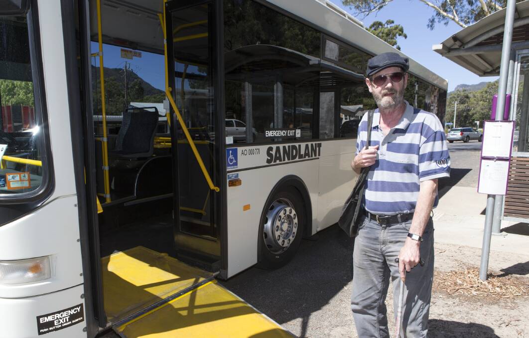 ACCESS: Regular public transport user Colin Machin appreciates the easy access, low floor bus now travelling between Halls Gap and Stawell. Picture: PETER PICKERING