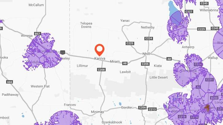Kaniva sits in an NBN fixed wireless desert between Bordertown and Dimboola on the NBN rollout map.