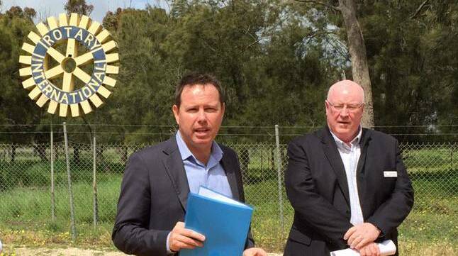 Member for Mallee Andrew Broad and West Wimmera chief executive David Leahy at the future site of Kaniva's Kaniva Cultural and Tourism Precinct. 