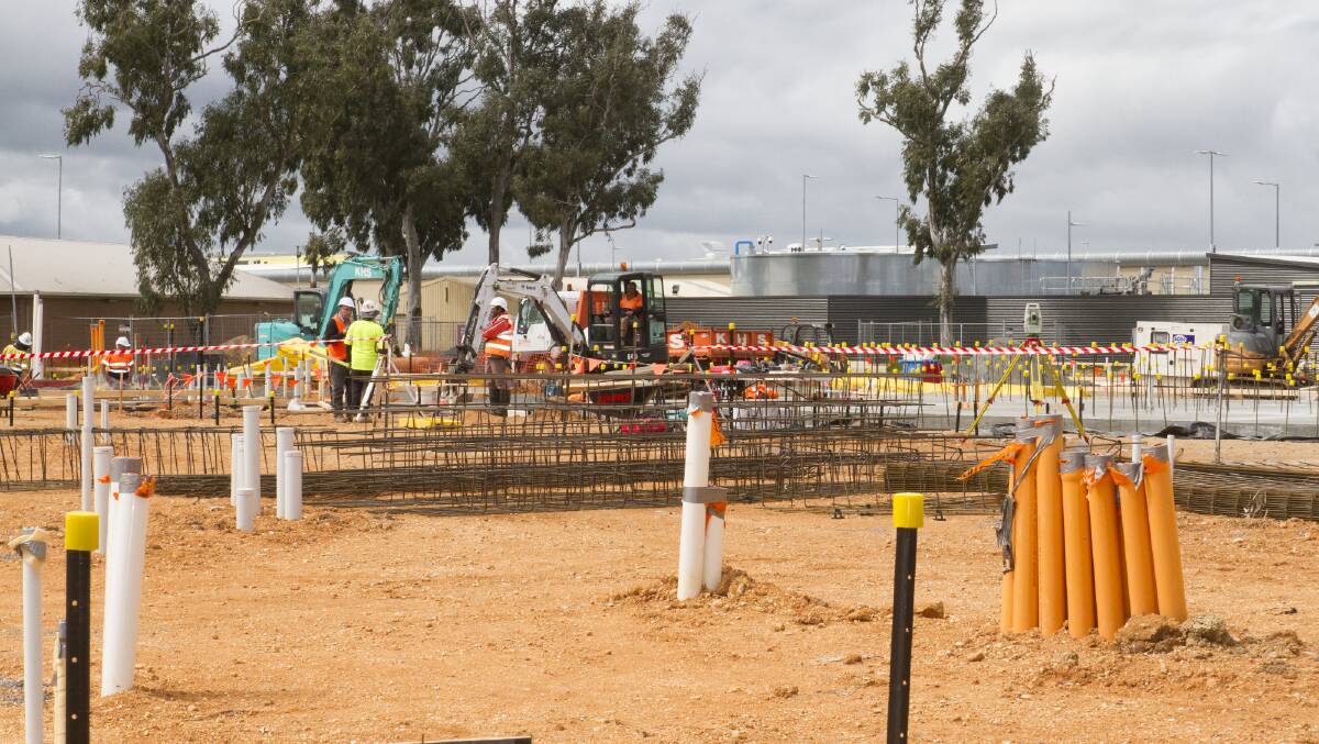 WORK: The construction site of a future 20-bed 'secure facility' at Hopkins Correctional Centre outside Ararat. Picture: PETER PICKERING.