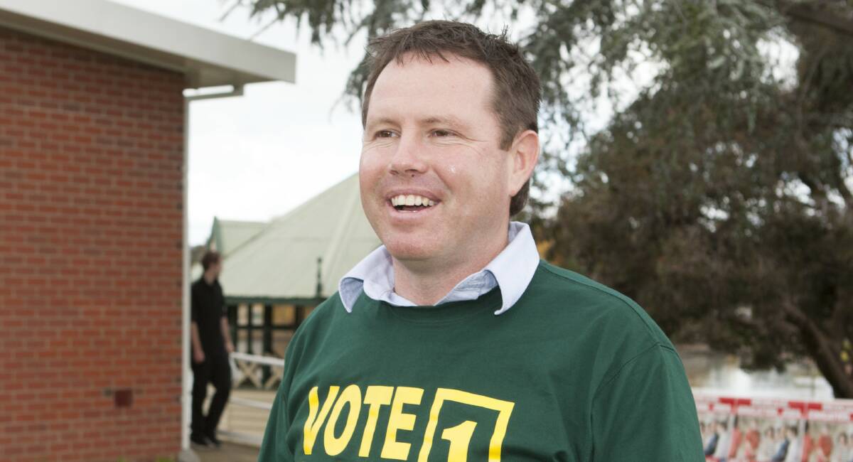 Member for Mallee Andrew Broad campaigns in Stawell during the 2016 federal election polling day. Picture: PETER PICKERING