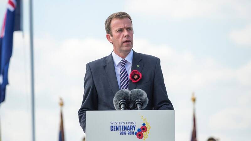 Member for Wannon and Minister for Veterans' Affairs Dan Tehan marks 100 years since the Battle of Pozières in France. Picture: DVA