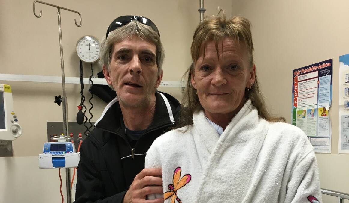Joanne Glenn and her fiance Mark Kneebone, from Dimboola. Joanne had trouble breathing and went to Wimmera base Hospital Emergency Room. Picture: REX MARTINICH.