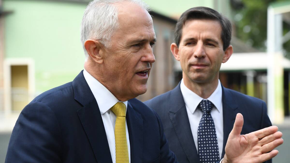 Prime Minister Malcolm Turnbull visits North Strathfield Public School with Minister for Education and Training Simon Birmingham to talk about Gonski 2.0. Photo: Peter Rae.