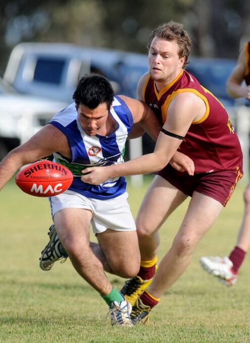 Kaniva-Leeor United's Jonty Brown playing against Border Districts. 
