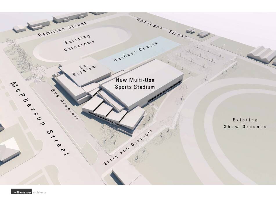 The proposed location of the new multi-purpose sports stadium. 