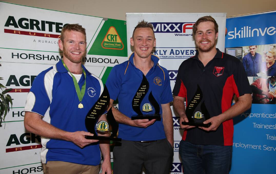 AWARDS: Nick Pekin, Dellar Medalist, Sam Anson, runner up, Angus Martin, best under-21 player. 