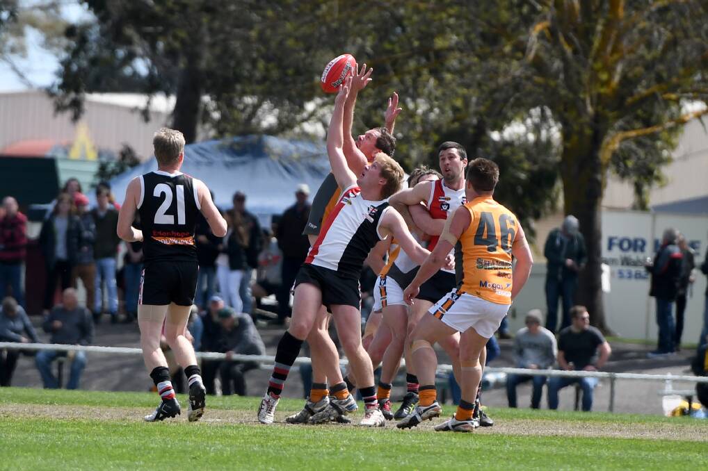 FUTURE PLANNING: Edenhope-Apsley battled it out against the Southern Mallee Giants in last year's Horsham district league reserves grand final. They are looking at a possible merger with Border Districts for this season. Picture: SAMANTHA CAMARRI