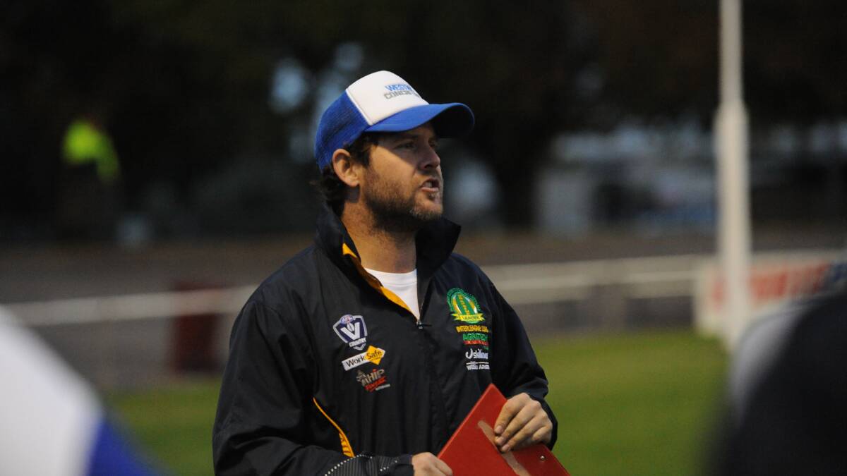 Jye Smith coaching the under-17s Horsham District league interleague side this season. Picture: SEAN WALES