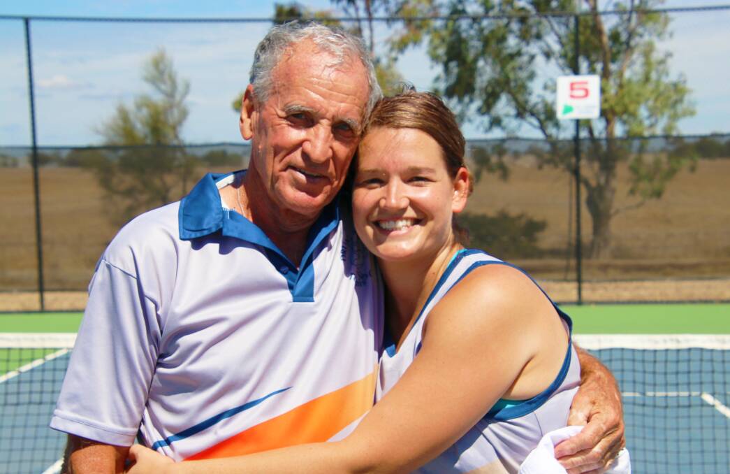 SPECIAL MOMENT: Father and daughter duo John Burford and Kate-Lyn Perkin lined up on the same court together for the first time. Picture: BEN BROOKSBY