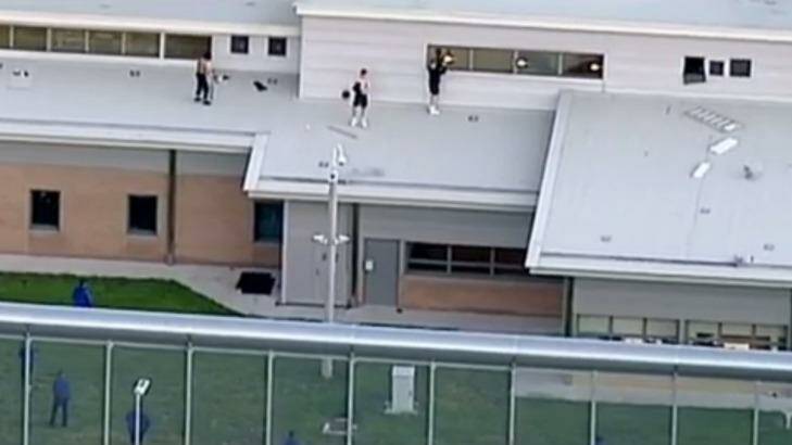 Prisoners rioting at Malmsbury Youth Justice Centre in September 2016. Photo: Channel Nine