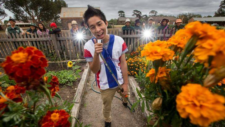 Hba Hae, or "Star Boy", volunteers at the Werribee Mansion Community Gardens to learn English and gain life skills. Photo: Jason South