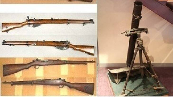Police have urged people with information to come forward after rifles and a mortar barrel similar to these were stolen from Preston. Photo: Supplied: Victoria Police 