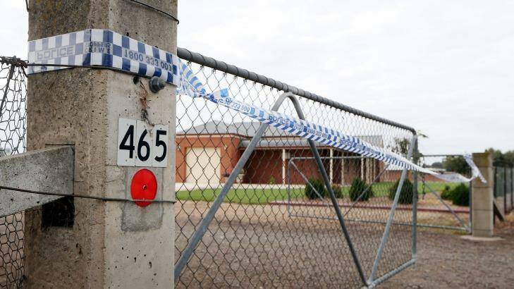 Police tape at the house on the  the Great Alpine Road near Wangaratta where the bodies of Bill and Pauline Thomas were found. Photo: John Russell