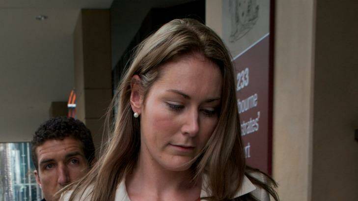 Torie Mackinnon leaves melbourne Magistrates court after appearing in a culpable driving case. 3rd September 2014. Photo by Jason South Photo: Jason South JPS
