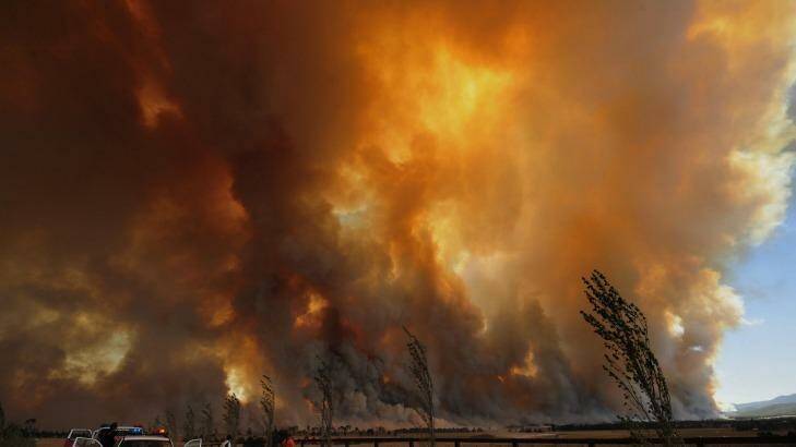 A bushfire rages out of control from the Bunyip State Park, east of Melbourne, on February 7, 2009. Photo: Jason South