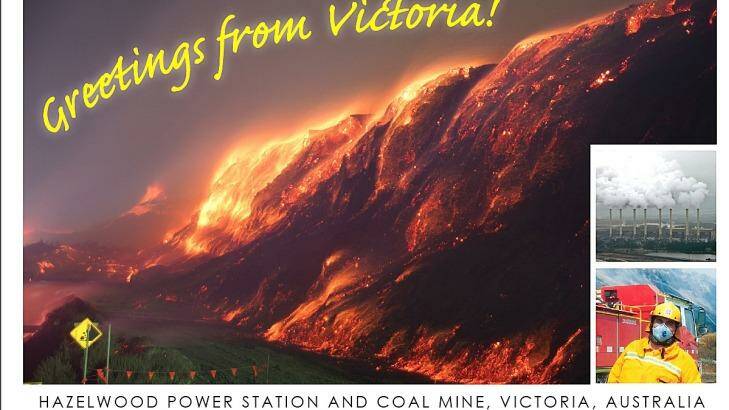A postcard sent the French gopvernment by supporters of Environment Victoria calling for Hazelwood coal plant and mine to be shut.