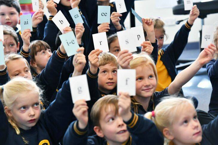 Grade 1 students from Bentleigh West primary school are tested on phonics, the federal government plans to roll out the testing for all grade 1 students. 18th August 2017. The Age Fairfaxmedia News Picture by JOE ARMAO