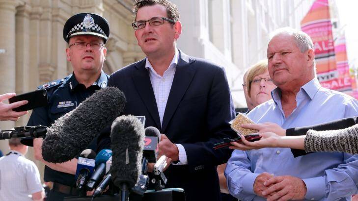 Premier Dan Andrews announced magistrates would be on call to hear bail applications out-of-hours in the wake of the CBD rampage. Photo: Wayne Taylor