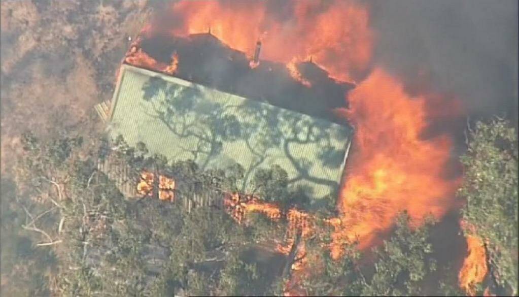 One home has been destroyed in a bushfire in Wensleydale, south-west of Geelong. Photo: 7 News Melbourne