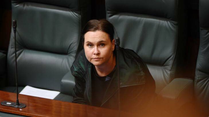 Labor's Jane Garrett cut a lonely figure in State Parliament on Tuesday.  Photo: Vince Caligiuri