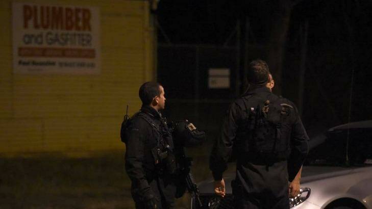 Police at the scene in the hours after the triple shooting. Photo: Bendigo Advertiser