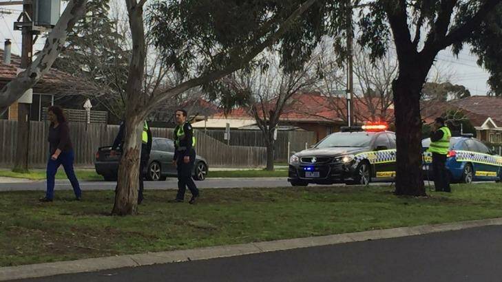 A woman was hit by a police car in Epping on Wednesday.  Photo: Courtesy of Channel Seven
