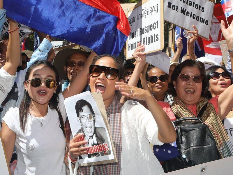 Protesters against Cambodian Prime Minister Hun Sen have taken to the streets of Sydney.