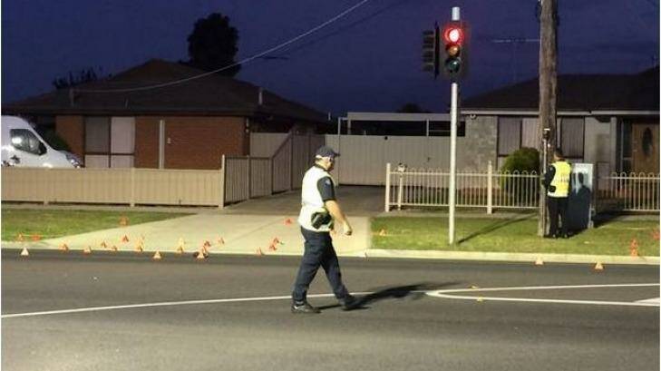 Police at the scene of hit and run. Photo: Yvette Gray, Radio 3AW