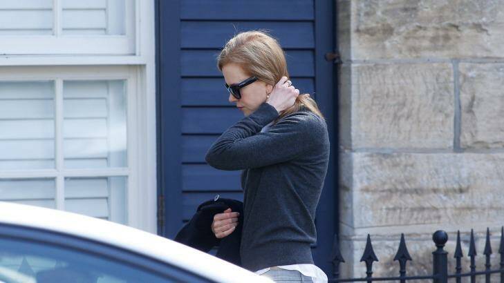Nicole Kidman arrives at her family home in Sydney on Monday. Photo: Daniel Munoz