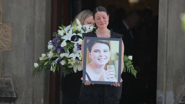 Andrea Lehane was farewelled at the church where she married her husband, James, five years ago. Photo: Blair Thomson