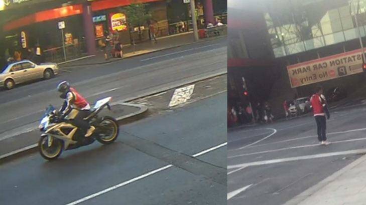 Images of the motorbike rider police wish to speak to. Photo: Victoria Police
