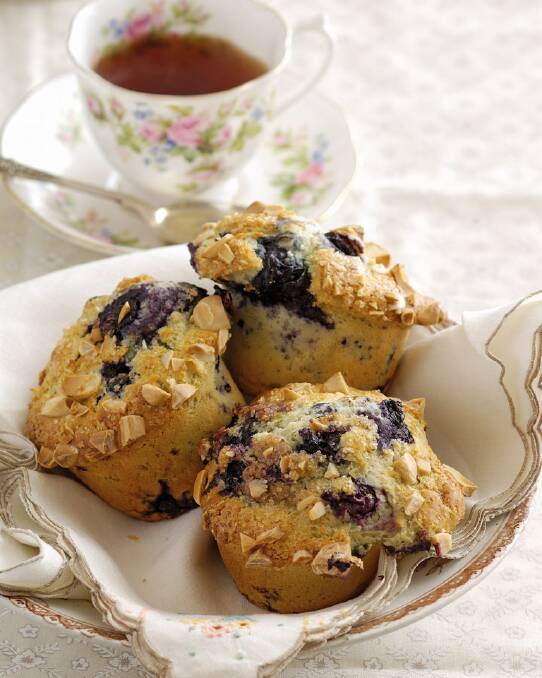 Blueberry and almond muffins <a href="http://www.goodfood.com.au/good-food/cook/recipe/blueberry-and-almond-muffins-20130807-2reup.html"><b>(recipe here).</b></a>