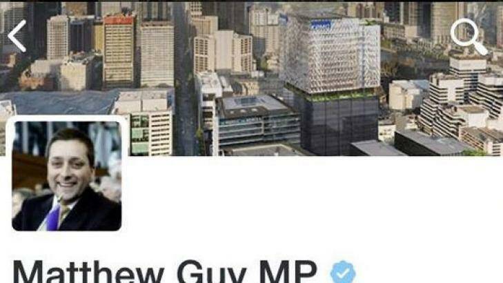 A screen grab of Matthew Guy's Twitter account.