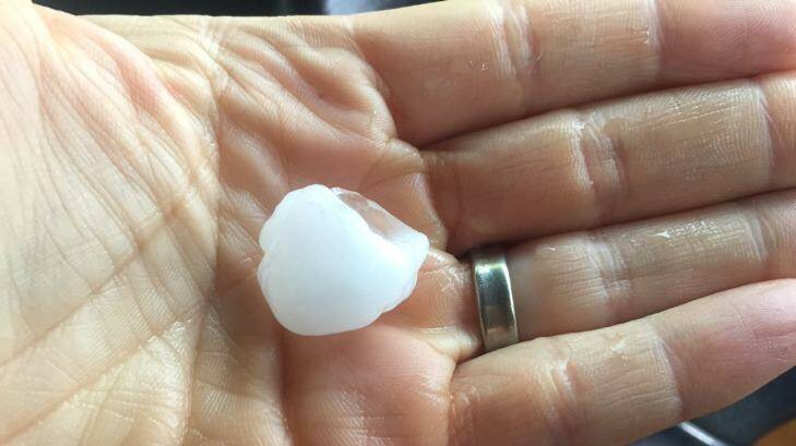 A hailstone which fell on Macedon on Friday afternoon.