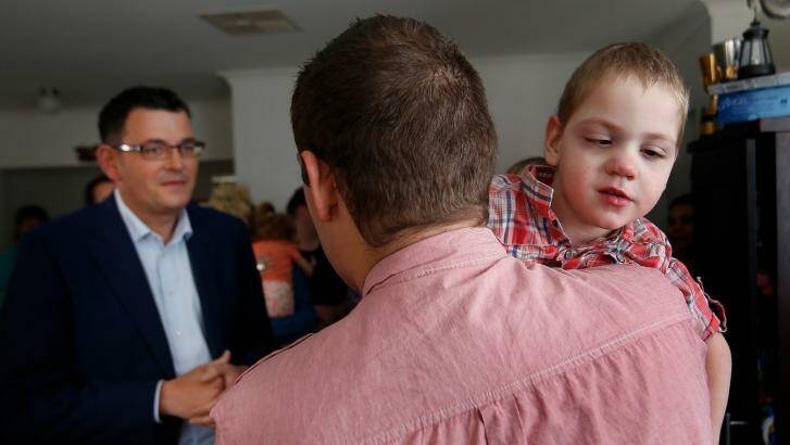 Premier Daniel Andrews visits  Cooper Wallace and his family.
 Photo: Eddie Jim