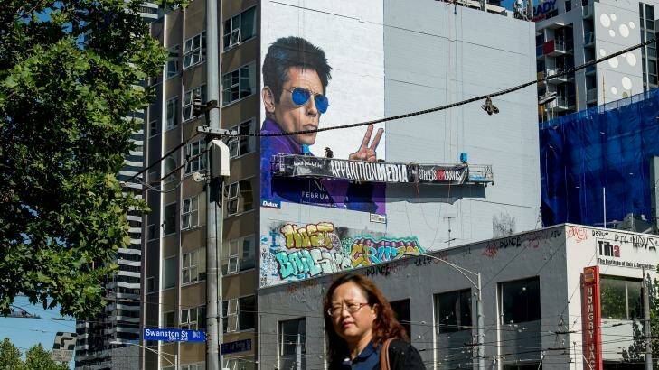 A hand-painted mural to promote Zoolander 2 on La Trobe Street in Melbourne. Photo: Jesse Marlow
