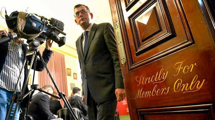 Opposition leader Daniel Andrews after a media conference at Parliament House on Wednesday. Photo: Joe Armao