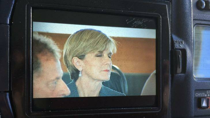 Julie Bishop nods off during Tony Abbott's speech in New Zealand. Photo: ABC
