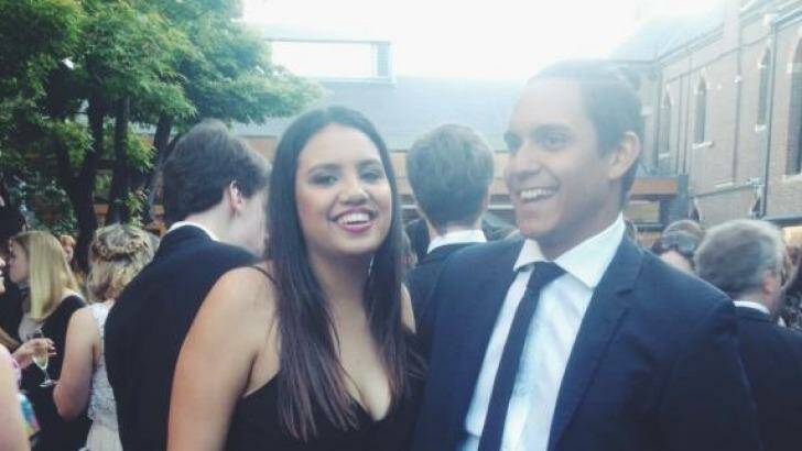 Joshua Hardy with his sister Rebecca on their way to a university function only hours before he died.  Photo: Shaun Hardy