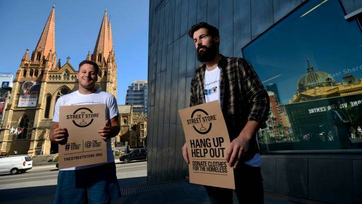 City workers Nick Pearce and Marcus Crook are opening a pop-up city op shop. Photo: Justin McManus
