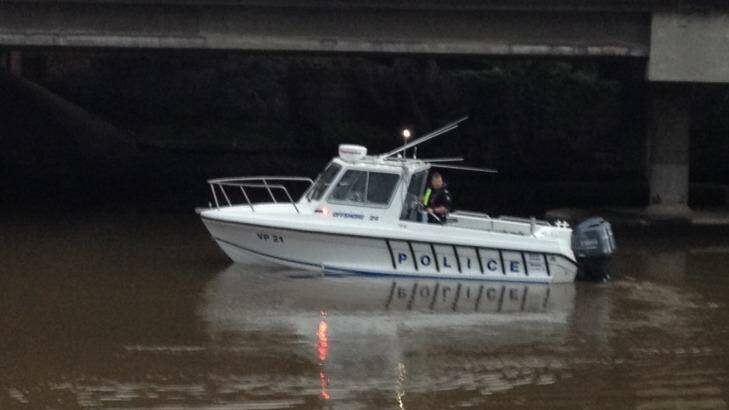 Police search the Maribyrnong River after new tip in the search for missing mother Karen Ristevski. Photo: Emily Woods